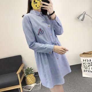 Bike Embroidered Shirt Dress