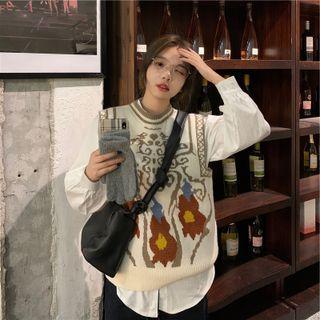 Print Sweater Vest / Blouse
