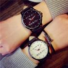 Faux Leather Lettering Strap Watch