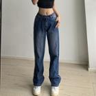 Embroidery Wide Leg Jeans