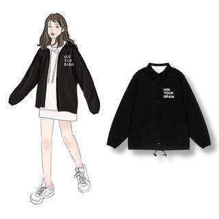 Letter Buttoned Jacket As Shown In Figure - One Size