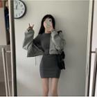 Long-sleeve Zipped Hooded Jacket / Long-sleeve Plain Slim Fit Dress