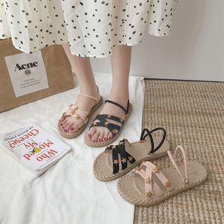 Star Applique Flat Slide Sandals
