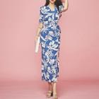 Short-sleeve Maxi Floral Wrap Dress