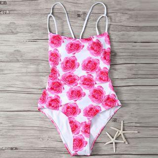 Leaf/ Floral Print Swimsuit