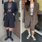 Plain Loose-fit Blazer / High-waist Dress Shorts
