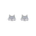 Cat Faux Cat Eye Stone Alloy Earring 1 Pair - Silver - One Size