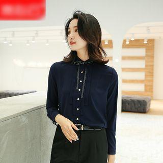 Pleated Shirt / Dress Pants / Bow / Set