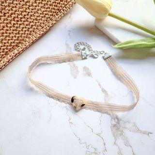 Heart Lace Choker Champagne - One Size