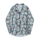 Flower Print Shirt Blue - One Size