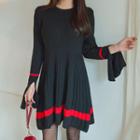 Slit-sleeve Contrast-trim Knit Dress