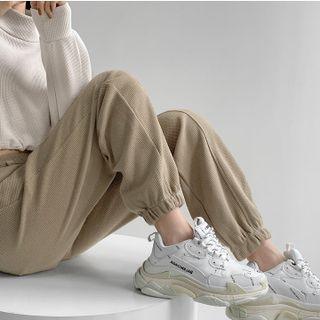 Waffle Tie-waist Loose-fit Harem Pants