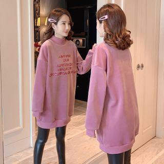 Mock-neck Lettering Mini Sweatshirt Dress