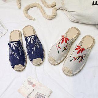 Embroidered Espadrille Slide Sandals