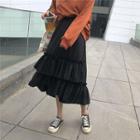 Plain Hoodie / Midi Layered Skirt