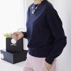 Drop-shoulder Puff-sleeve Knit Top