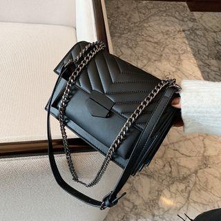 Quilted Flap Chain Crossbody Bag Black - One Size