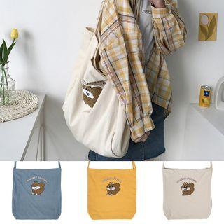 Applique Plaid Tote Bag