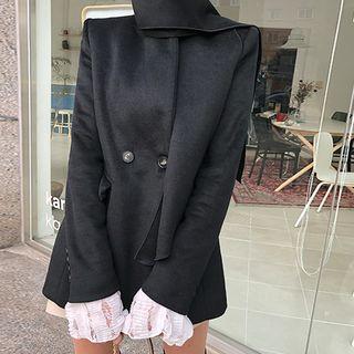 Wool Blend Blazer With Scarf Black - One Size