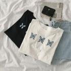 Short-sleeve Butterfly Embroidery T-shirt