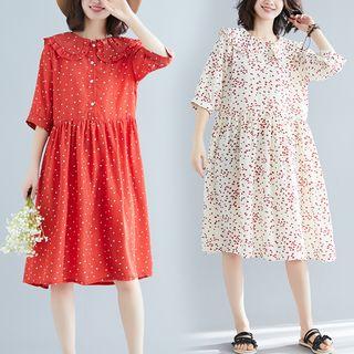 Print Semi Sleeve Dress