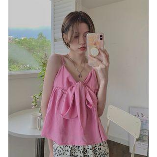 Plain Bow Ruched Camisole Top