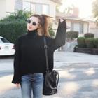 High-neck Wide-sleeve Knit Top