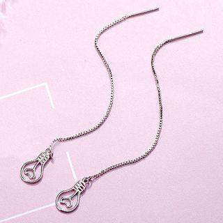 Light Bulb Threader Earring 1 Pair - White Gold - One Size
