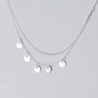 925 Sterling Silver Disc Layered Necklace S925 Silver - Silver - One Size