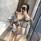 Set: Printed Bikini + Cover-up Top / + Pants