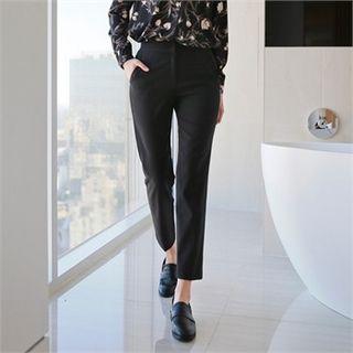 Hidden-band Straight-cut Dress Pants