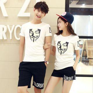 Short-sleeve Printed Couple T-shirt / Shorts