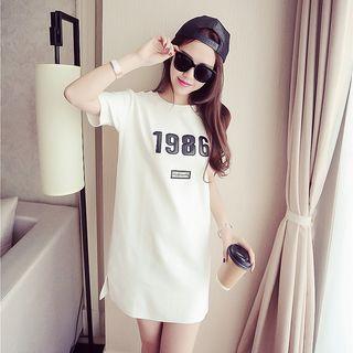 Short-sleeve Numbering Long T-shirt