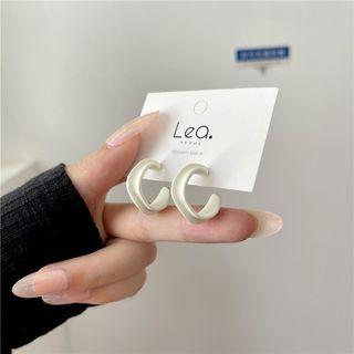 Irregular Alloy Open Hoop Earring 1 Pair - White - One Size