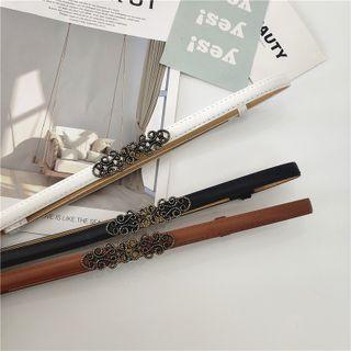 Faux Leather Metal Buckled Slim Belt