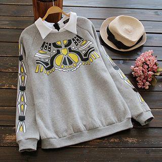 Print Collared Pullover