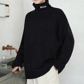 Turtle Neck Lettering Sweater