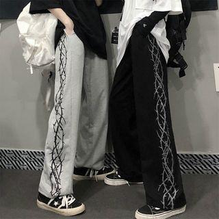 Thorn Print Wide-leg Pants