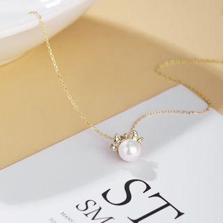 Ox Faux Pearl Pendant Necklace