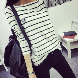 Applique Striped Long-sleeve T-shirt