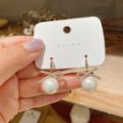 Rhinestone Knot Faux Pearl Dangle Earring 1 Pair - Gold & White - One Size