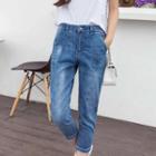 Washed Slim-fit Cropped Jeans