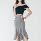 Dip-back Mermaid Plaid Fitted Skirt