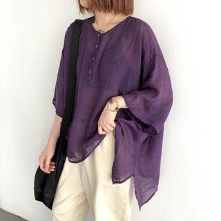 Elbow Sleeve Dip-back Shirt