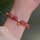 Faux Crystal Bracelet Light Red & Gold & White - One Size