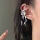 Flower Fringed Alloy Cuff Earring 1pc - Right Ear - Silver - One Size