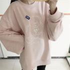 Bear Printed Long-sleeve Sweatshirt Pink - One Size