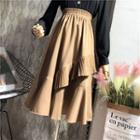 Irregular Ruffled Midi A-line Skirt