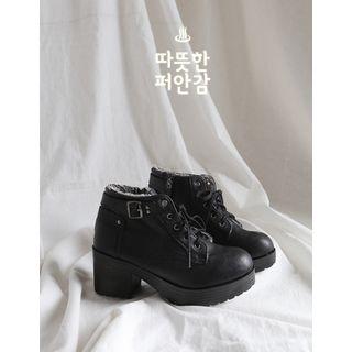 Pile Lined Lace-up Booties