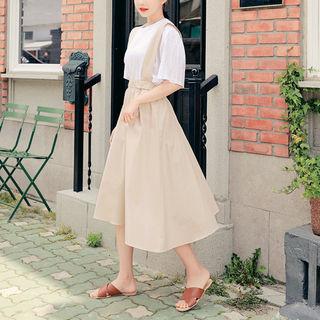 Flared Long Suspender Dress